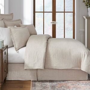 Southern Living Beige King Duvet & Bed Skirt, 100% Linen, NWT